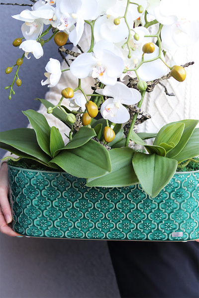 Dark Green Orient, wysokiej jakości sztuczny storczyk	