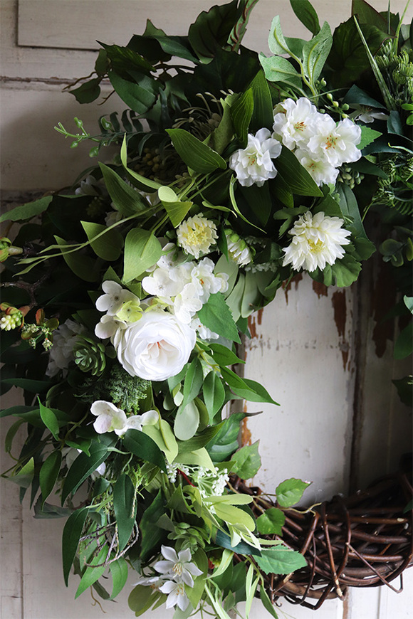 Naturalle, biały wianek dekoracyjny, śr.60cm 