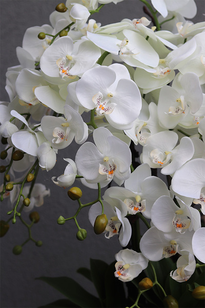 Silver Milenia sztuczny storczyk w lustrzanej donicy