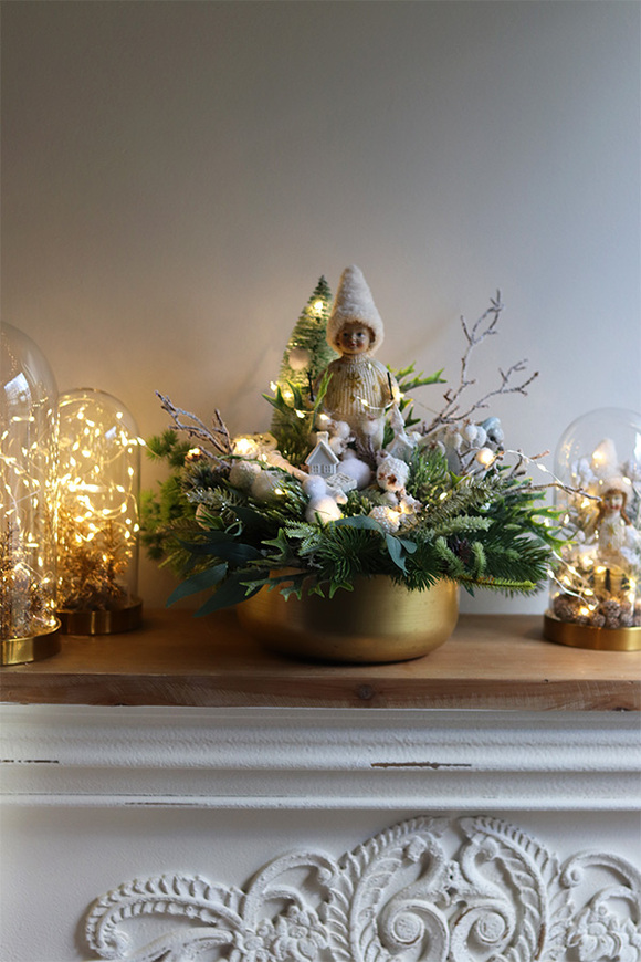 Ferie Świąteczne 2 LED, świąteczny stroik