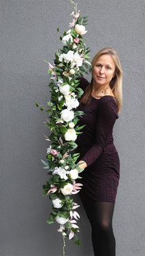 Miranda Music, elegancka girlanda z białymi kwiatami, dł.1m