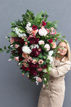 Bordo Retreta, duża wiązanka nagrobna, dł.105cm