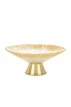 Emia, szklana patera dekoracyjna na nodze, wym.10x25x25cm