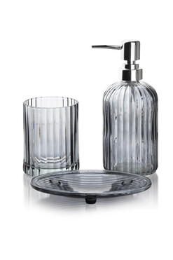 Sharlotte Grey, szklany zestaw łazienkowy, 3 elementy 400ml