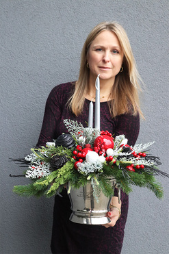 Lux Christmas Cooler, świąteczny stroik ze świecami, wym.52x65cm 