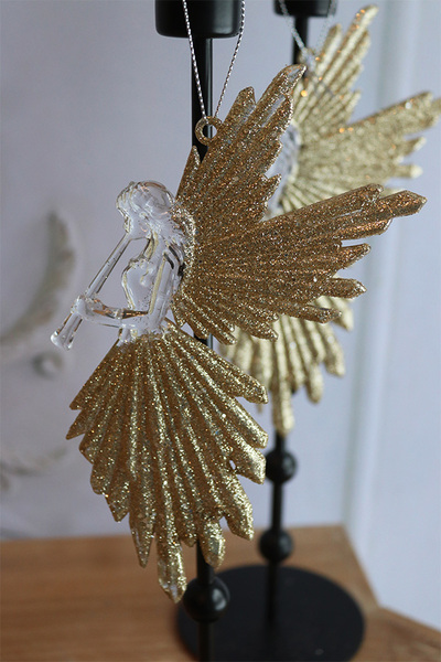Crystalia, złote anioły A, kryształowe zawieszki świąteczne