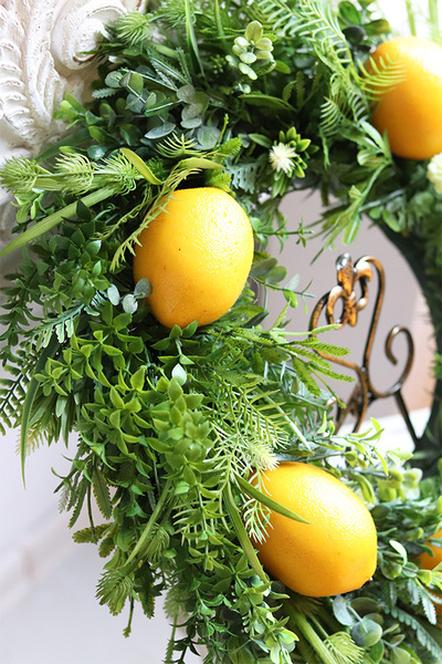 Citrones Italia, zielony wianek na drzwi z owocami