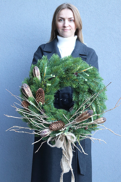 Design Simple, nowoczesny wianek z szyszkami, śr.48cm