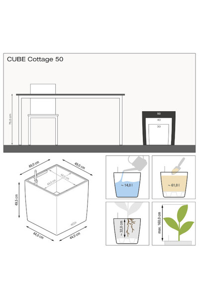 Cube Cottage, doniczka z nawadnianiem, szary 50 tendom.pl