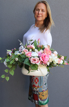 Sienalo Pink, kompozycja kwiatowa na stół, wym.33x77cm