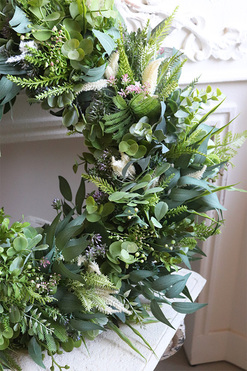 Boho Gretra New, zielony wianek z eukaliptusem, śr.50cm