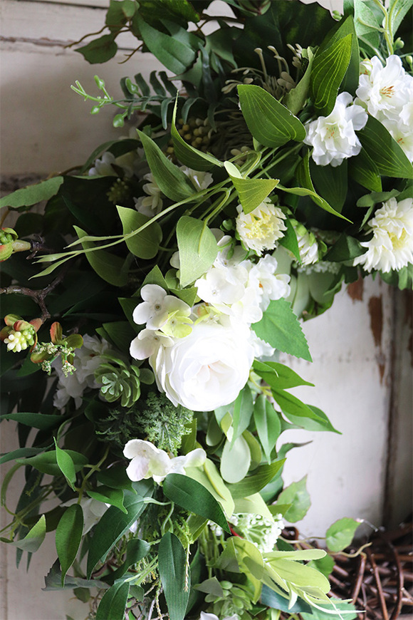 Naturalle, biały wianek dekoracyjny, śr.60cm 