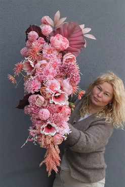 Morelita, różowa girlanda nagrobna, dł.100cm