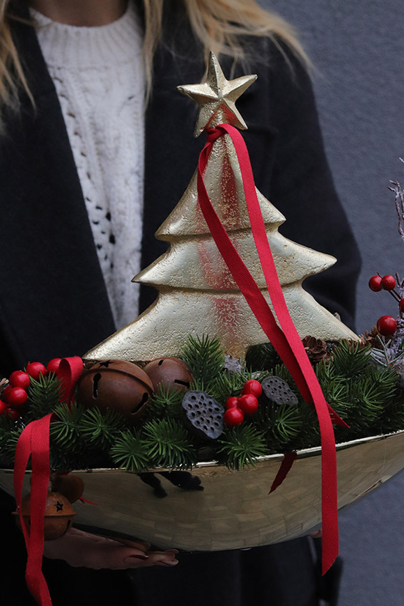 Choinka Laos, stroik świąteczny z choinką, wym.33x44x19cm