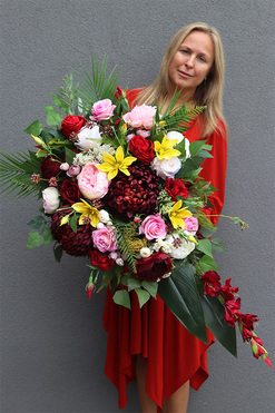 Ksylana, kompozycja nagrobna w naczyniu, wym.48x107cm