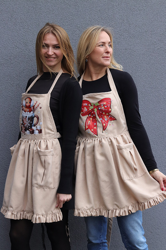 Christmas Kitchen, świąteczny fartuch kuchenny, beżowy