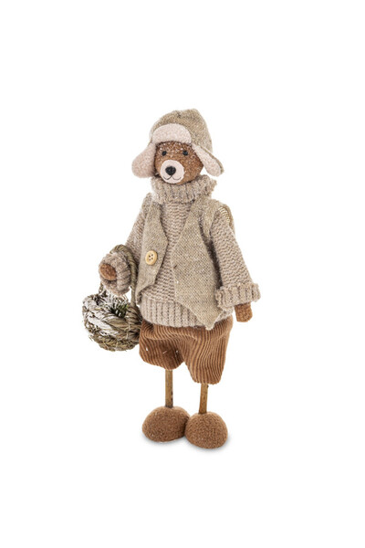 Zimowy Uszatek, laleczka zimowa stojąca miś