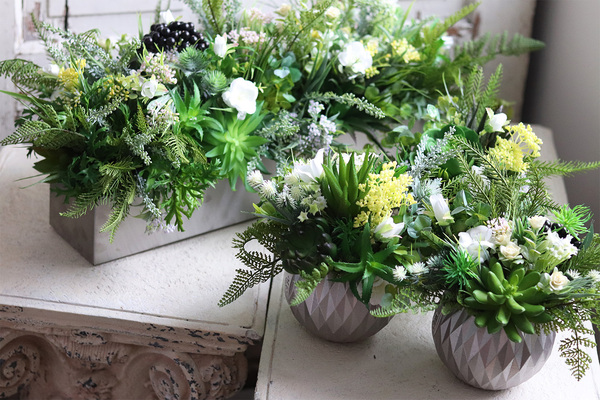 Restria Steel, kompozycja zioła i sukulenty w stalowej donicy, wym.30x70cm