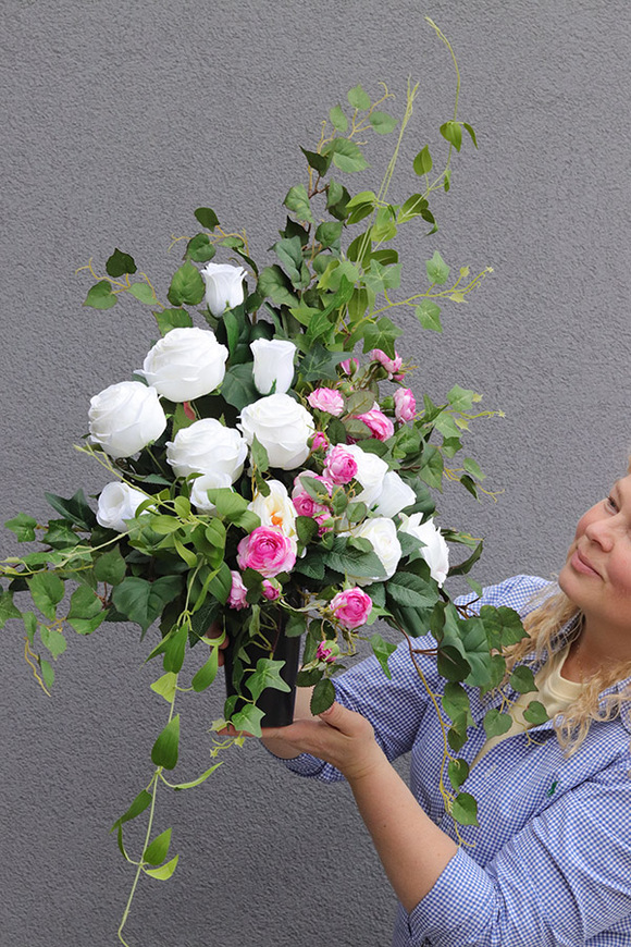 Serce Pełne Miłości 3, bukiet nagrobny we wkładzie do wazonu