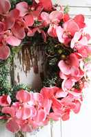 asymetryczny wianek z chwostem, Orchidelia Pink Koral, śr.42cm   