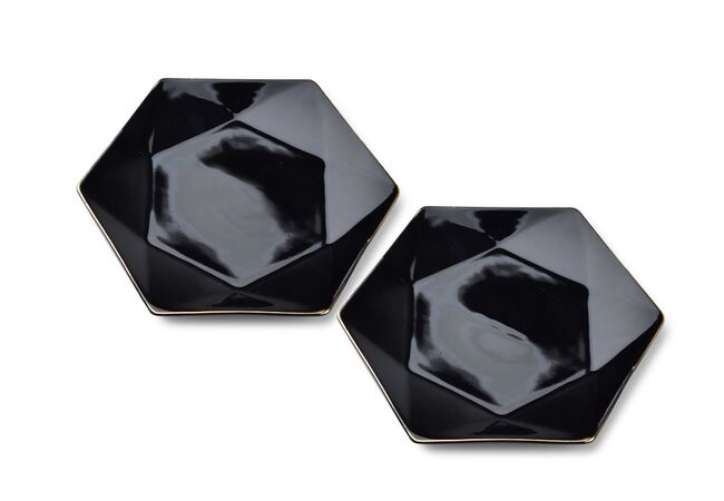 Gem Modern Black, porcelanowy talerz deserowy, kpl.2szt, śr.24.5cm 