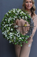 Ptaszki na gałęzi, wiosenny wianek dekoracyjny