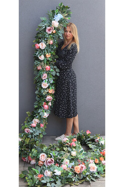 Eligia Deluna 2, girlanda z wysokiej jakości kwiatów, dł.600cm