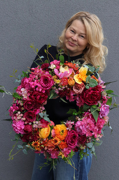 OD RĘKI Kolorovy, kolorowy wianek na drzwi, śr.45cm