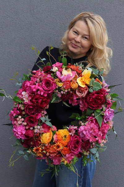 Kolorovy, kolorowy wianek na drzwi, śr.45cm