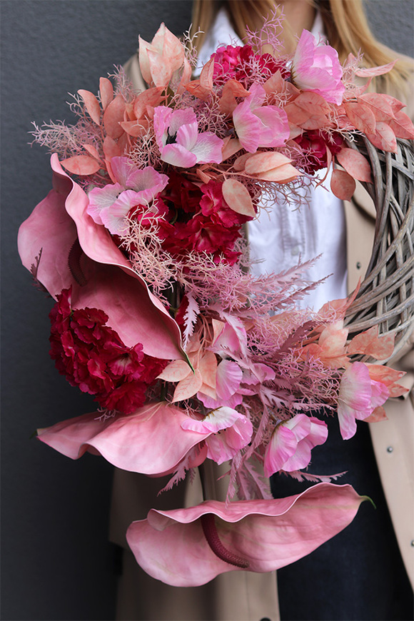 Pink Design, wianek na drzwi z anturium