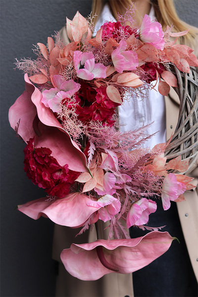 Pink Design, wianek na drzwi z anturium