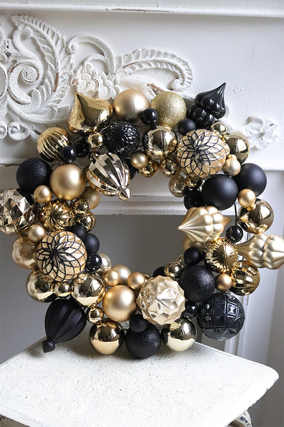 wianek bożonarodzeniowy Bombki Gold & Black