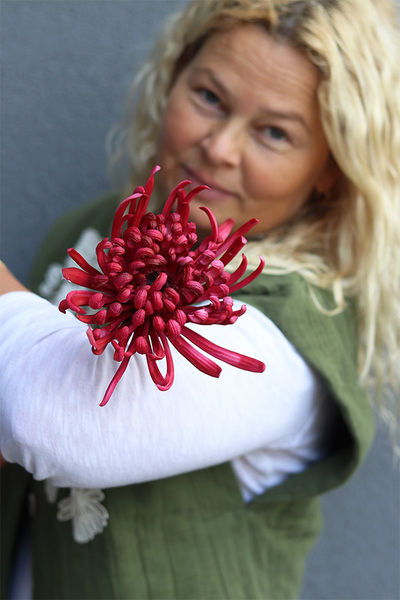 Aster Real-Touch, gałązka sztuczny kwiat gumowy