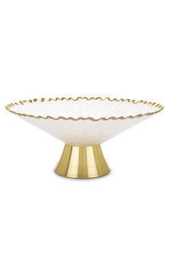 Emia, szklana patera dekoracyjna na nodze, wym.32x32x14cm