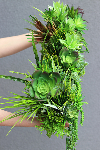 kompozycja sukulenty w długiej donicy, Suculentas Longia, wym.26x73cm