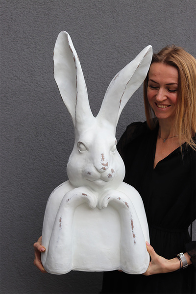 Myśliciel XXL Vintage, duży zajączek wielkanocny figurka