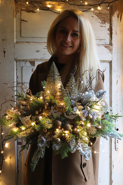 Złota Legenda Big, świąteczny stroik na brzozie, wym.36x50cm