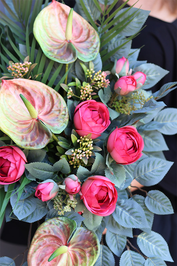 Serce Anturium, bukiet nagrobny we wkładzie