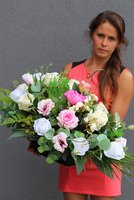 Różowe Motyle Edyty, kompozycja nagrobna w naczyniu, wym.48x90cm