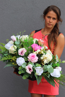 Różowe Motyle Edyty, kompozycja nagrobna w naczyniu, wym.38x73cm 