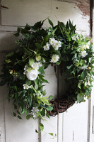 Naturalle, biały wianek dekoracyjny, śr.60cm 