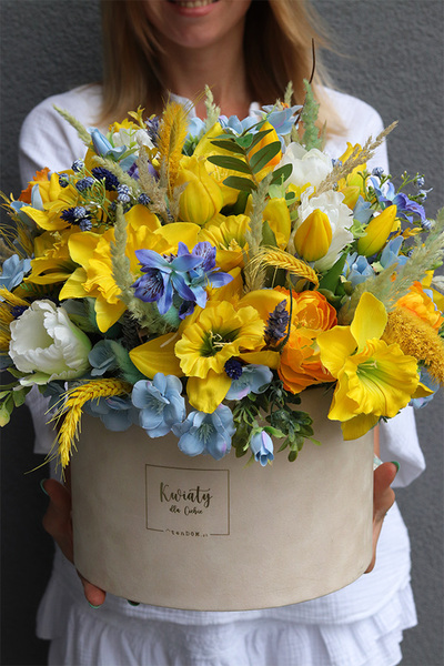 Żółte Żonkile, wiosenny flowerbox