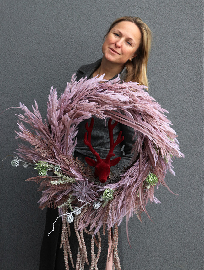 świąteczny wianek Premium Time Bordo Ren