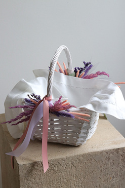 OD RĘKI Nedia, komplet dekoracji wielkanocnych, koszyczek&palemka, wys.50/25cm