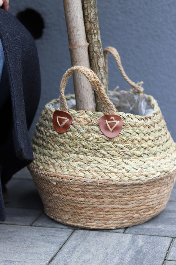 Drzewko Oliwne Basketti, sztuczna roślina w koszu