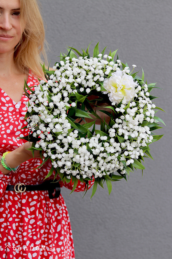  Letni Poranek, wianek dekoracyjny z gipsówką