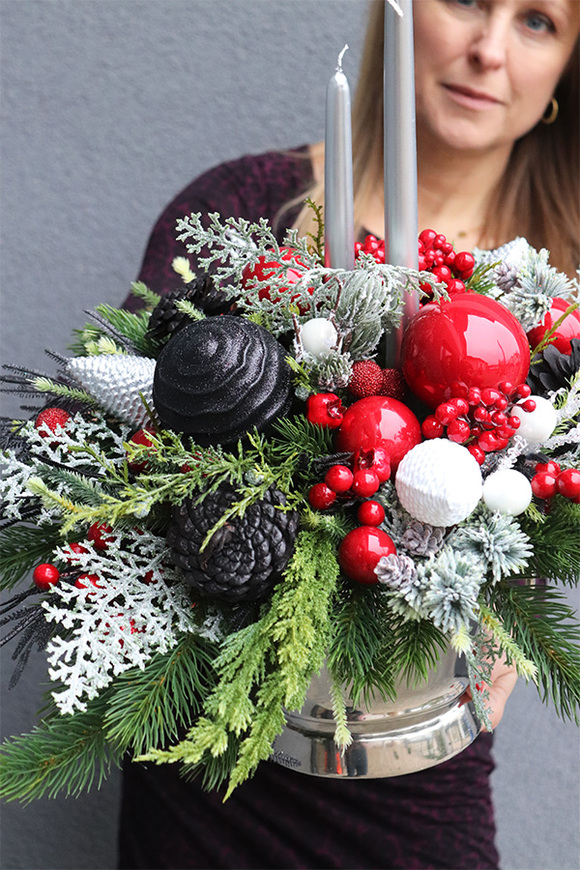 Lux Christmas Cooler, świąteczny stroik ze świecami