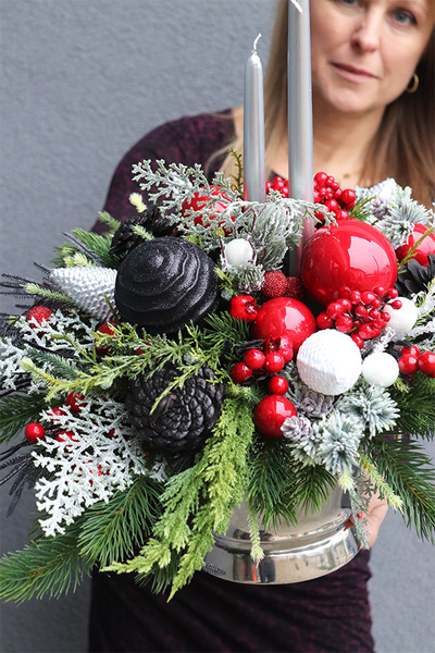 Lux Christmas Cooler, świąteczny stroik ze świecami