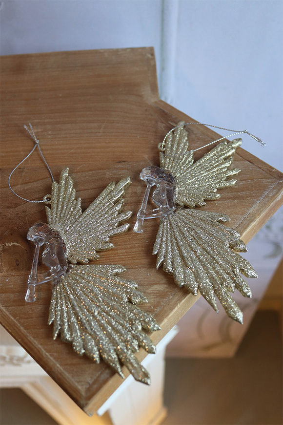 Crystalia, złote anioły A, kryształowe zawieszki świąteczne