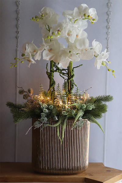 Śnieżna Kraina, elegancki storczyk zimowy LED, wys.80cm